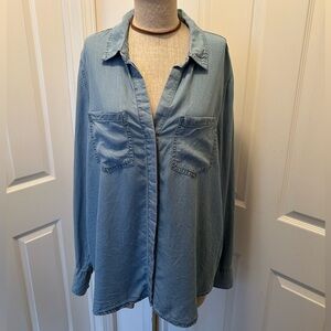 DKNY Tensel blue Button-Up tunic blouse